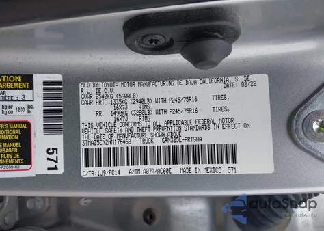 2022 Toyota Tacoma Sr5 V6 z USA, uszkodzony, nr VIN 3TMAZ5CN2NM176468